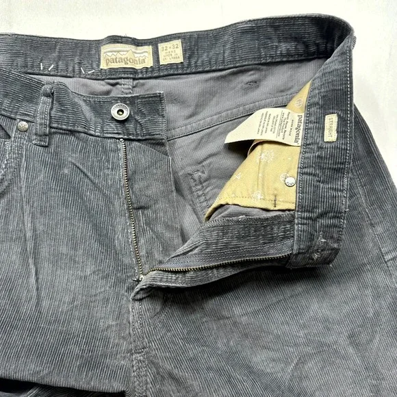 Patagonla Straight Pants Mens Size 32x32 Gray Cotton Corduroy 5-Pocket Outdoor